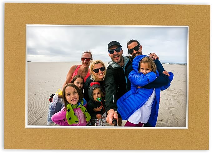 8x10 Mat Bevel Cut for 5x8 Photos - Acid Free Rattan Beige Precut Matboard - For Pictures, Photos, Framing - 4-ply Thickness