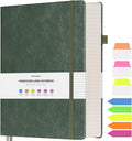 College Ruled Notebook, Large A4 Hardcover Leather Journal, 312 Numbered Pages Writing Journal, 100gsm No Bleed Paper, Lined Journal Notebook for Women Men School Office, 8.5''×11'', Green