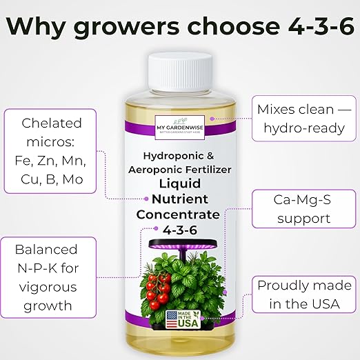 Liquid Plant Food – Hydroponics Nutrients for Indoor House Plants, Tomato, Strawberry, Lucky Bamboo, Lettuce, Vegetable Garden & Herbs – Aero Nutrients Liquid Fertilizer for All Growing Systems (8 oz)