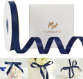 HUIHUANG Navy Satin Ribbon 1/2 inch X 50 Yards Continuous, Navy Blue Double-Faced Satin Ribbon for Gift Wrapping, Bows, DIY Crafts, Flower Bouquet, Wedding Decor, Holiday Party Decor