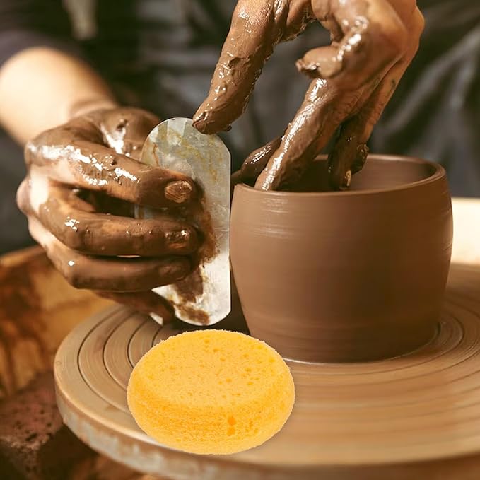 Qianyu 20PCS Pottery Sponges for Clay, Painting Sponge Elasticity Round Cleaning Sponge Soft Water Absorption Soap Sponges for Kitchen Ceramics Household Shoes Leather Care Artists