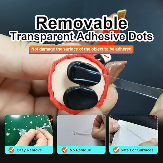 504 Pcs Clear Removable Adhesive Dots, Glue Point Dots for Crafts Balloons Poster, Double Sided Sticky Round Dots (0.39 Inch)