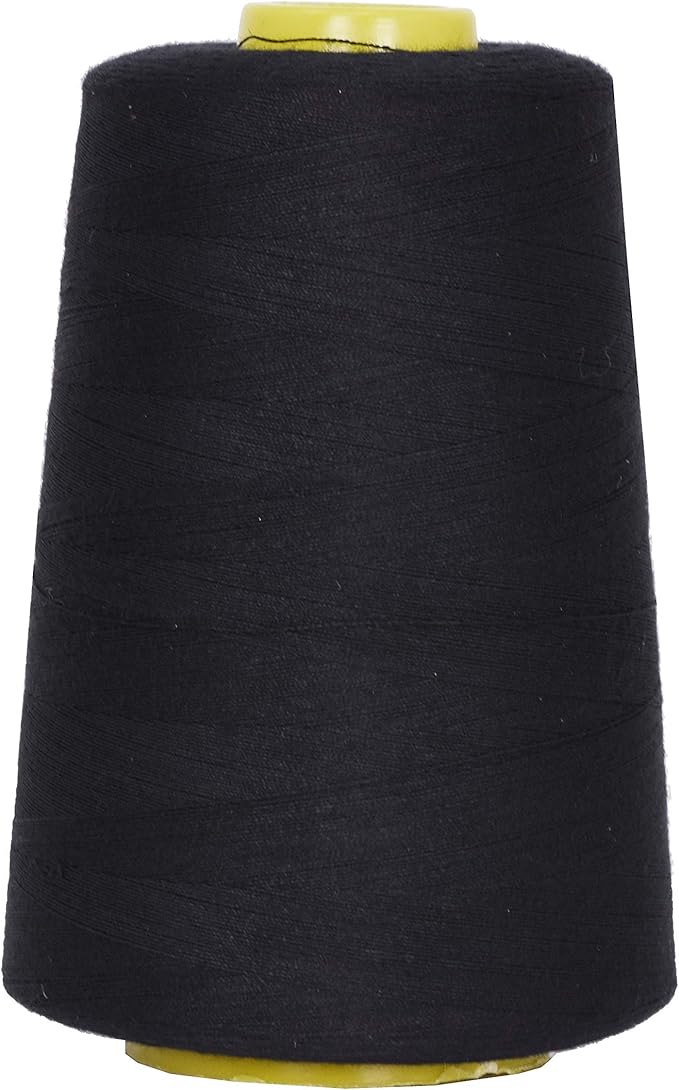 Mandala Crafts 4 Pack of Serger Threads Cones Spools - 20S/2 24000 Yards Polyester Black Threads for Sergers Machine and Overlock Quilting Sewing Machine