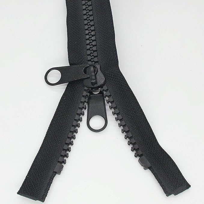 Leekayer 2PCS #10 40 Inch Heavy Duty Zippers for Sewing Separating Large Plastic Zippers Black Tape with Double Pull Tab Slider, Sleeping Bag, Boat, Canvas, Cover, Trampoline, Dog Bed,Tent (40" 2pcs)