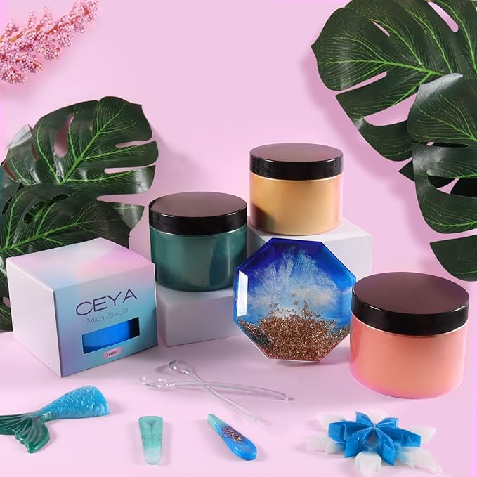 Ceya Mica Powder, 5.3oz/ 150g Ocean Blue Pearlescent Effect Colorant Pigment Powder for Epoxy Resin,Tumblers, Slime Bath Bomb, Soap Dye, Slime, Candle, Resin Crafting, Paint, Jewelry, Nail Polish