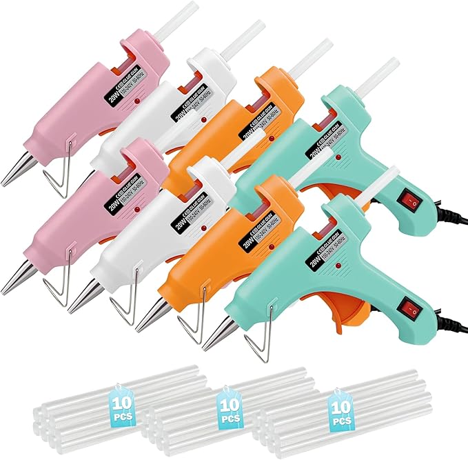 Mini Hot Glue Gun, Hot Melt Gun with 30 Glue Sticks for Arts Crafts, Mini Glue Gun Kit for Kids School Craft and Quick Home Repairs (Multicolored, 20W, 8 Pieces)