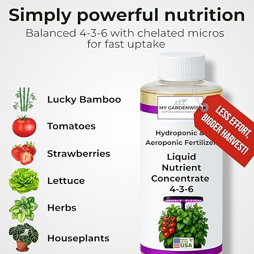 Liquid Plant Food – Hydroponics Nutrients for Indoor House Plants, Tomato, Strawberry, Lucky Bamboo, Lettuce, Vegetable Garden & Herbs – Aero Nutrients Liquid Fertilizer for All Growing Systems (8 oz)