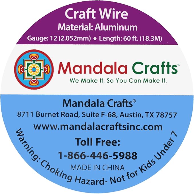 Mandala Crafts 12 Gauge Anodized Aluminum Craft Wire for Jewelry Making - 60 FT Colored Flexible Lime Green Wire - Bendable for Bonsai Armature Crafting Sculpting