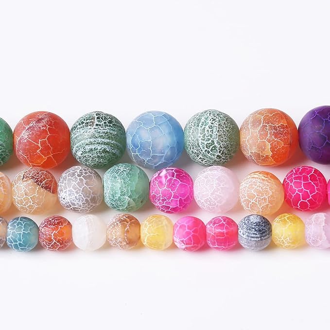 60PCS 6MM Weathered Agate Beads-Multicolo Stone Beads Energy Healing Beads for DIY Jewelry Bracelet Necklace Making for Jewelry Making15Inch