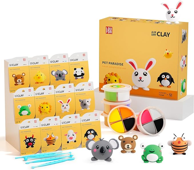 Air Dry Clay Kits - Modeling Clay for Kids, Ultra Light & Soft, Safe & Non-Toxic, DIY Air Dry Clays Kit with Sculpting Tools and Tutorials, Creatible Art Crafts Toys Gifts for Boys Girls