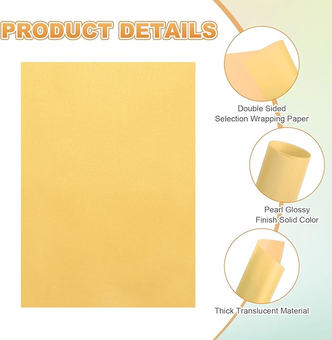 MECCANIXITY 100 Sheet Colored Vellum Paper 5.9" x 8.3", 100gsm Translucent Printable Vellum Sheets for Printing Wedding Invitations Inkjet Laser Printer, Bright Gold