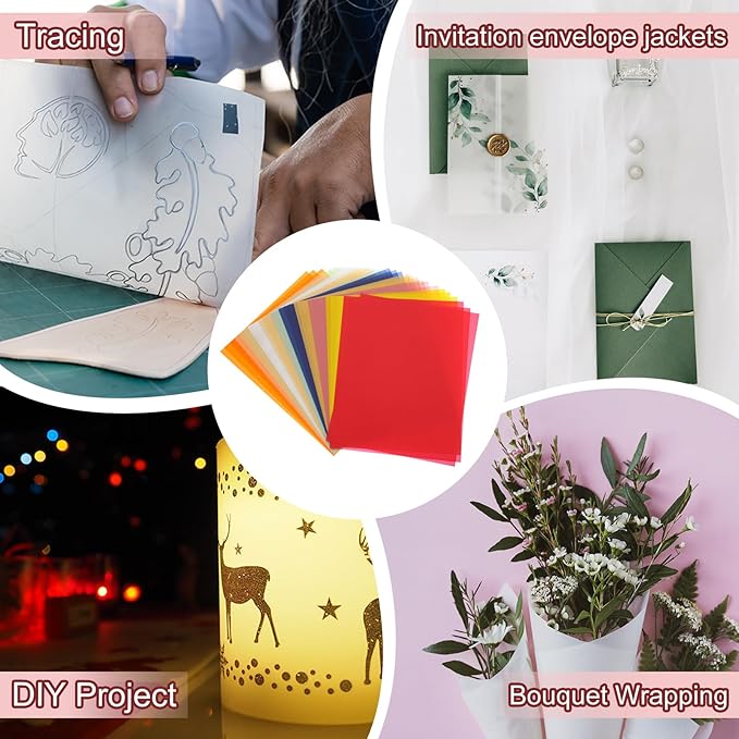 PATIKIL 30 Sheets Vellum Paper 8.5x11inches, Printable Translucent Paper 100GSM Colored for Invitations Laser Inkjet Printing Card Making Crafting Wedding Tracing, Orange