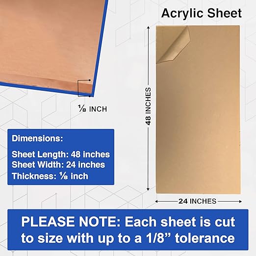 Duco USA-Made Clear Cast Acrylic Sheet 1/8 Inch Thick 24" x 48" - 4 Pack of Transparent Plexiglass Sheet - Lightweight Acrylic Board for Window Replacements, Displays, Signs, and More