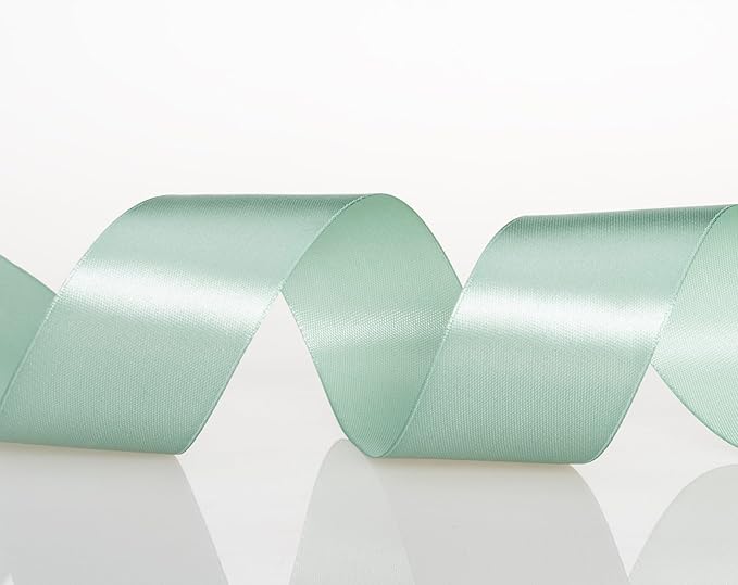 1 1/2 Inch Sage Green Solid Satin Ribbon, 50 Yards Craft Fabric Ribbon for Gift Wrapping Floral Bouquets Wedding Party Decoration