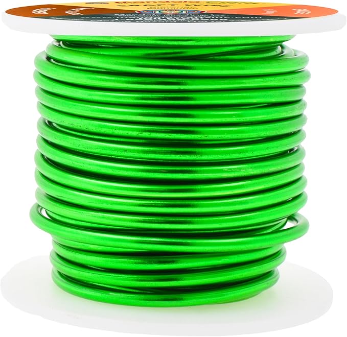 Mandala Crafts 8 Gauge Anodized Aluminum Craft Wire for Jewelry Making - 32 FT Colored Flexible Kelly Green Wire - Bendable for Bonsai Armature Crafting Sculpting