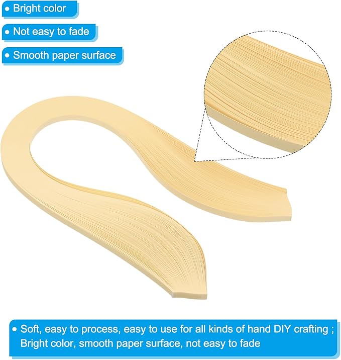 PATIKIL Quilling Strips Paper 600pcs 5mm 39cm Origami Paper Quilling Kits for Art DIY Hand Craft Christmas, Beige