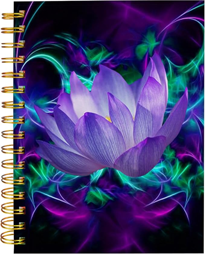 iampanda Spiral Journal Notebook,Chic Floral Strong Twin-Wire Binding with Premium Paper for Girl Women,60 Sheets A5 College Ruled Notebook/Journal,Perfect for School Office Home Gifts,Blue Purple