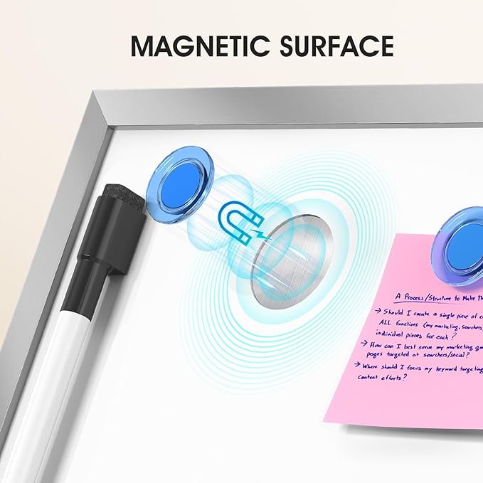 MaxGear Dry Erase Magnetic White Board, 16" x 12" Double-Sided Dry Erase Board with Stand, Large Desktop Whiteboard for Kids Home, School, Office - Planning, Memo, to Do List