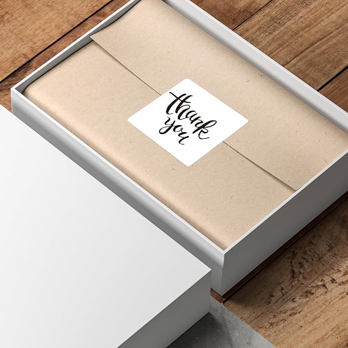 White Square Thermal Labels Stickers 2" x 2", Self-Adhesive Waterproof Square Direct Thermal Labels Stickers, Perforation Line Design