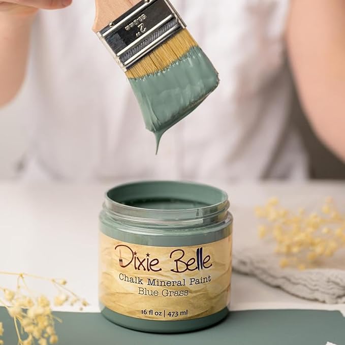 Dixie Belle Paint Company Chalk Finish Furniture Paint – Blue Grass (4oz) – Matte Chic Chalk Mineral DIY Furniture Paint