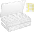 Plastic Organizer Container Box,36 Large Grids Clear Plastic Organizer Boxes with Adjustable Dividers Craft Organizers Box for Bead,Jewelry,DIY Crafts,Art,Small Items Storage (Clear-2pack-72 Grids)