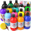 15 Colors Large Acrylic Paint Set (16.9 oz,500 ml), Bulk Acrylic Paint Non-Toxic Art Painting Supplies on Multi Surface Pumpkin Canvas Wood Craft Fabric Rock for Artist Kids with Color Wheel