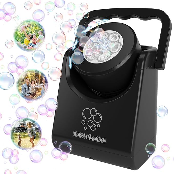 Bubble Machine for Kids Toddlers,Automatic Bubble Blower,Portable Adjustable Angle Bubble Maker,Bubbles Toy for 3 4 5 6 7 Year Old Boy Girl,Outdoor Party Birthday Easter Baskets Stuffers Gifts