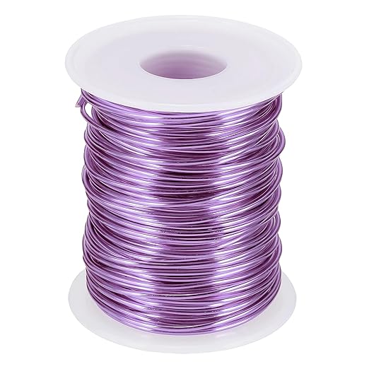 uxcell 16 Gauge / 1.5mm Anodized Aluminum Wire for Jewelry Craft Making, 102 Feet Bendable Flexible Wire for DIY Home Decor Gardening Sculpture, Light Purple