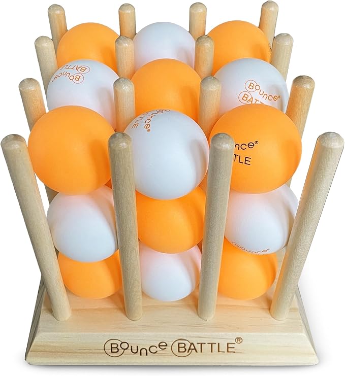 Bounce Battle™ Wood Edition – Family & Party Game for Kids, Teens & Adults – Fast-Paced Skill and Strategy Tabletop Game – Includes 27 Balls & Wooden Cube – Game of The Year Award Winner