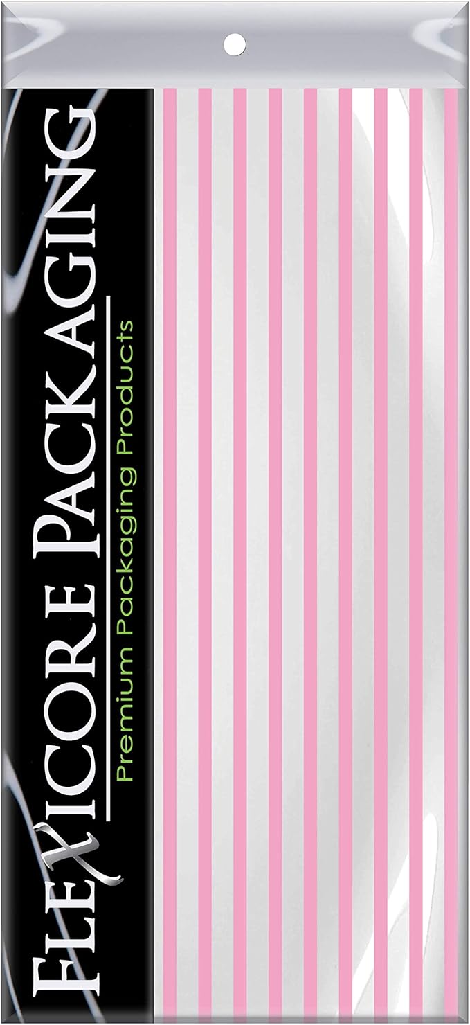 Flexicore Packaging Light Pink Pin Stripe Print Gift Wrap Tissue Paper Size: 15 Inch X 20 Inch | Count: 50 Sheets | Color: Light Pink Pin Stripe