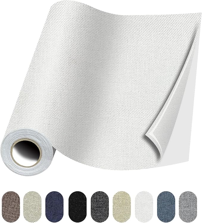 Fabric Repair Patches, 35X79 Inch Linen Repair Tape Self-Adhesive Fabric Patches Durable, DIY Large Linen Tape for Sofa, Couches, Furniture, Chair, Clothing （35X79 Inch, White）
