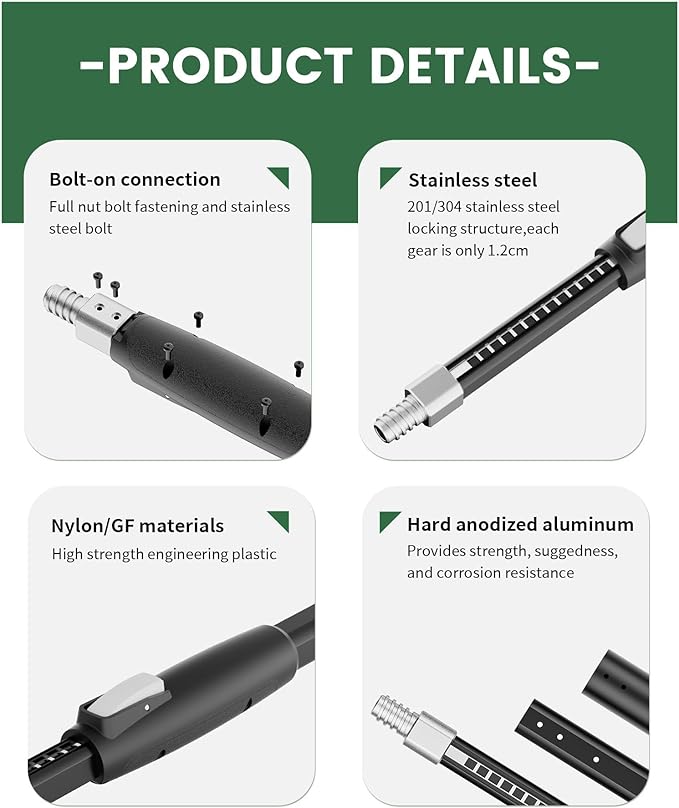 VOOMEY 3-5.9 ft (0.95-1.8m) Dual Extending 50 Point Adjustable Extension Pole for Paint Roller Frames | Heavy-Duty Telescopic Extension Pole | Multi-Purpose Tool for Dusting, Painting & Mores