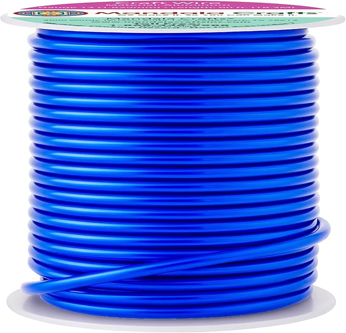 Mandala Crafts 13 Gauge Anodized Aluminum Craft Wire for Jewelry Making - 60 FT Colored Flexible True Blue Wire - Bendable for Bonsai Armature Crafting Sculpting