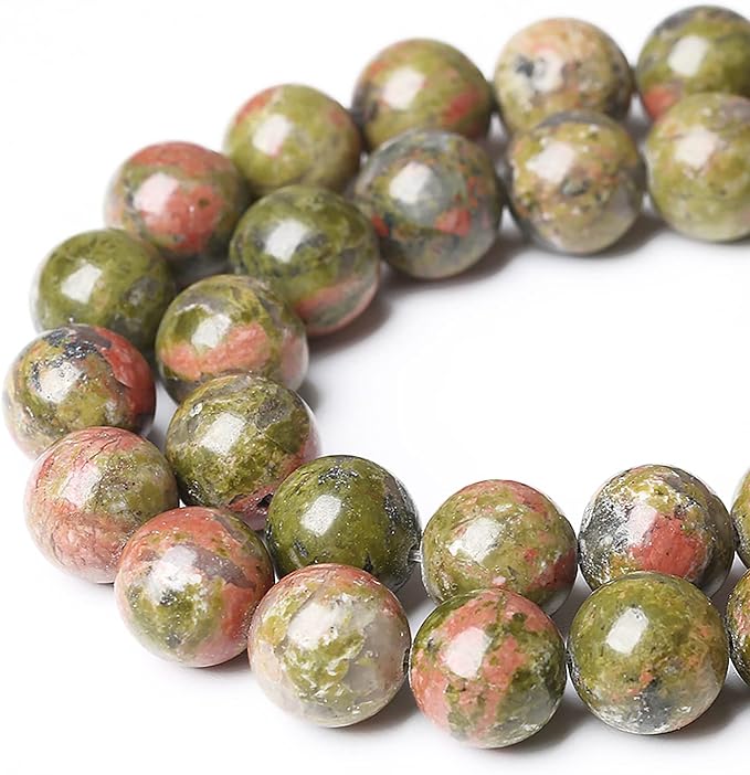 32pcs 12mm Natural Unakite Gemstone Beads Round Loose Beads for Jewelry Making DIY Bracelet Necklace
