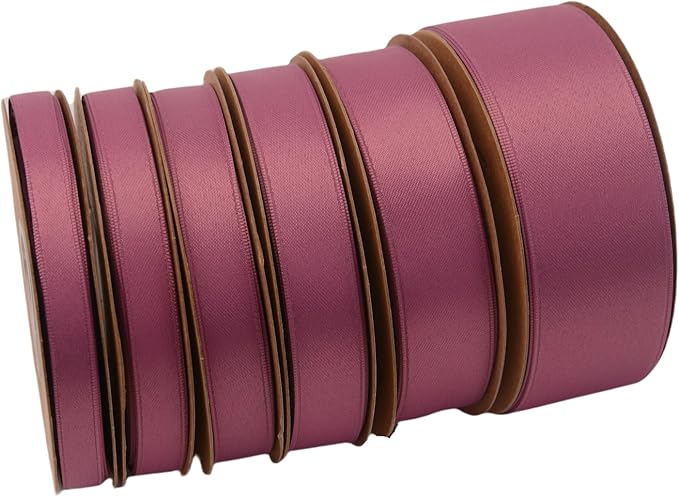 Double Side Satin Ribbon, Continuous 20 Yards,Use for Craft Bows Bouquet, Gift Wrapping, Wedding Decoration, Floral Arrangement (Dark Purple, 1-1/2 inch)