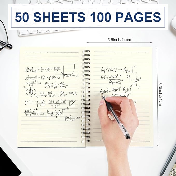 Yahenda 2 Pcs Spiral Notebook Bulk A5 Journal Lined 8.3'' x 5.5'' Writing Composition Paper Small Notepad Subject Notebook for Students Office Business Back to School Supplies (Deep Blue)