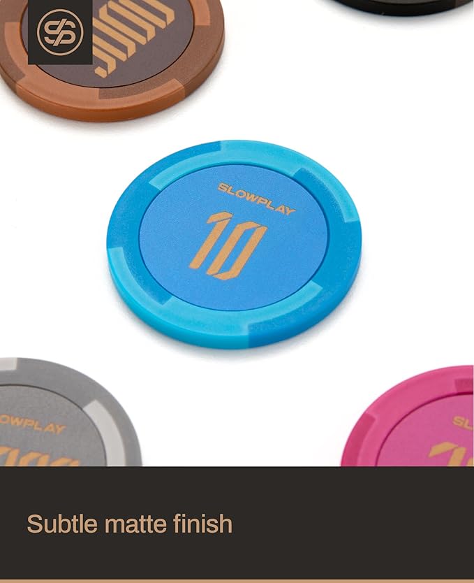 SLOWPLAY Godel Clay Poker Chips, 14 Grams Heavyweight Clay Composite, 40mm Large Chips in Bulk, Pack of 50 with Denomination of 500