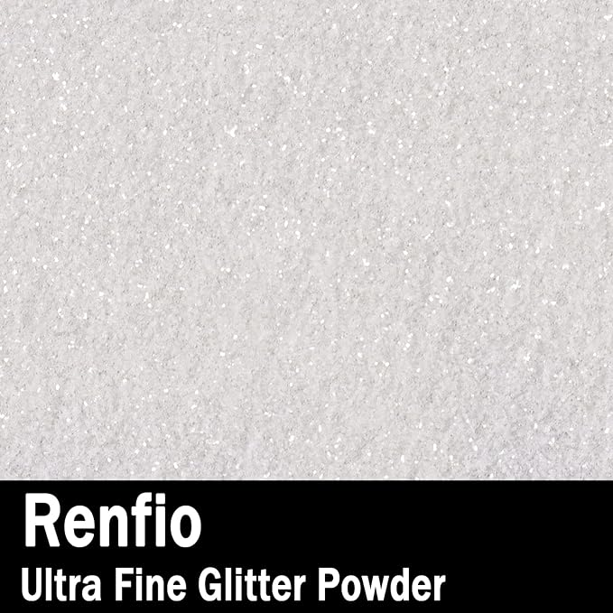 Renfio Ultra Fine Glitter Powder Metallic Resin Glitter 2.11 Oz (60g) PET Flakes Crafts Sequins 1/128" 0.008" 0.2mm Epoxy Chips Flakes for Tumblers Slime Decoration - Clear