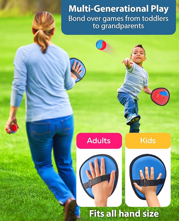 JoyCat Toss and Catch Ball Game Set,Toddler Baseball Glove,Beach Pool Yard Camping Games,Kids Sports & Outdoor Play Toys for Family,Outside Toys for 3 4 5 6 7 8 9 10+Year Old Boys Girls Birthday Gifts