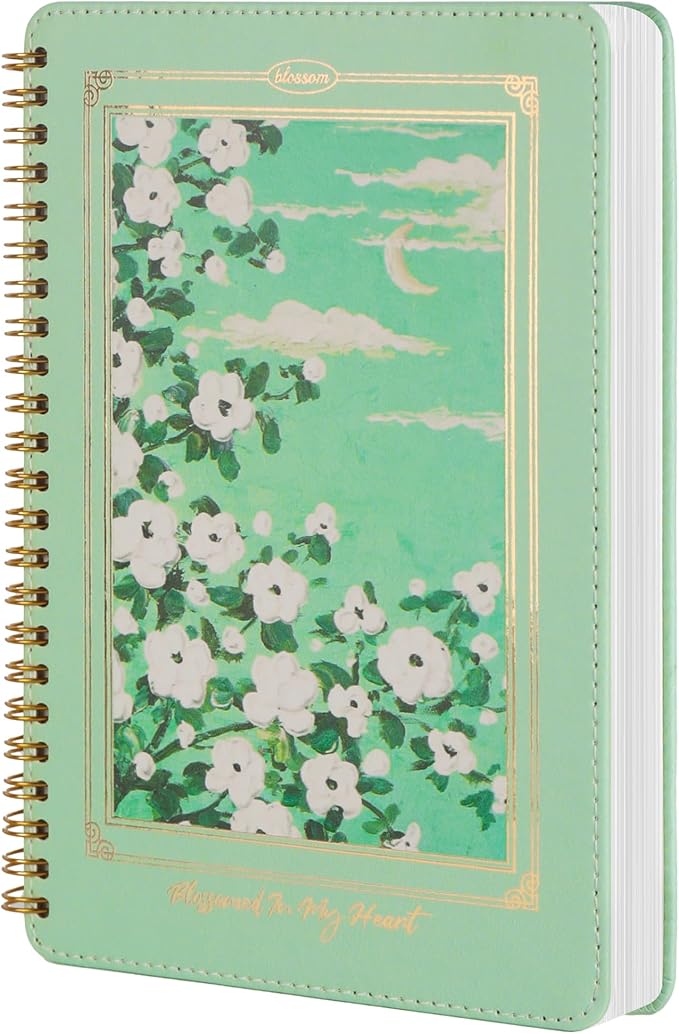 Spiral Notebook for Women, Durable A5 Leather Hardcover Notebooks, 140 Lined Pages, Cute Notebooks for Perfect Supplies at School, 8.3 x 6.2 in