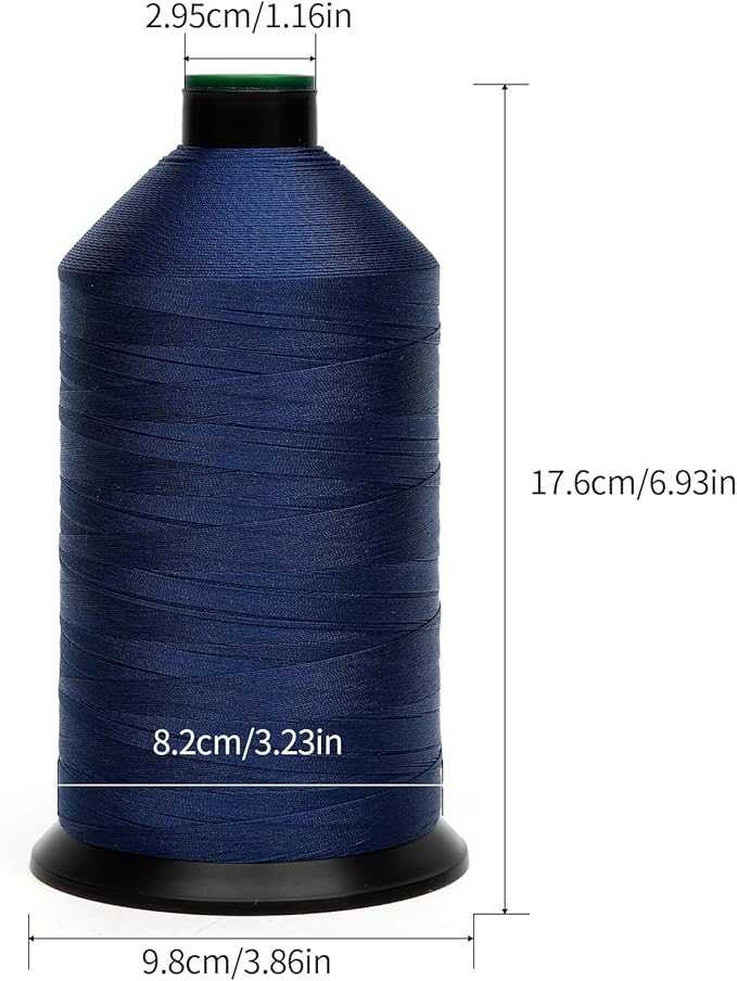 Extra Strong Bonded Nylon Thread #69 Tex70 – 16 OZ, 6000yds, Versatile Stitching Solution for Leather, Upholstery, Canvas Repair and More (Royal Blue)