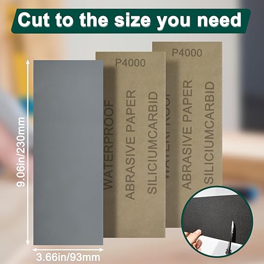 10PCS Sand Paper 4000 Grit Sandpaper Sheets, 9 x 3.6 Inch Wet Dry Sandpaper Sheets, Sand Paper for Metal, Wood Furniture, Automotive and Crafts