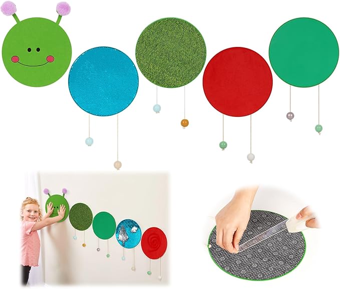 Sensory Wall Panel for Kids, Sensory Toys for Wall ＆ Floor, Sensory Mats for Autistic Children and Toddlers, Wall Busy Board Sensory Room Must Haves (Caterpillar)