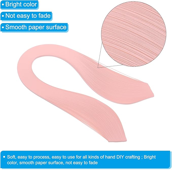 PATIKIL 600pcs Quilling Strips Paper 1/8"(3mm) 39cm Origami Paper Quilling Strip for Art DIY Hand Craft Christmas, Light Pink