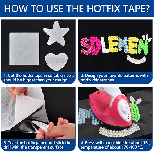 Blinginbox Hotfix Tape,Hot Fix Rhinestones Transfer Film Paper Iron on Rhinestones Transfer Paper.(16ft*12.6in)
