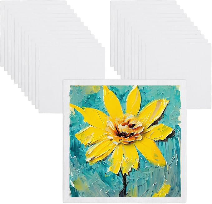 MECCANIXITY Canvas Boards for Painting, 4x4 Cotton Blank Primed Art Canvas Panels Acid-Free for Painting Supplies Oil Acrylic Tempera Watercolor Pouring Paint Artists(White, Pack of 24)