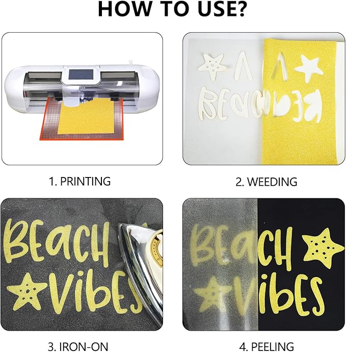 guangyintong Glow Glitter Gold Heat Transfer Vinyl HTV Rolls, 12" x 8ft Iron on Vinyl for T-Shirts, Glitter HTV Vinyl for All Cutter Machines Easy to Cut & Weed for DIY Design