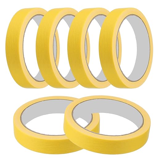 MECCANIXITY Masking Tape 0.7 Inch x 21 Yard Painter's Tape Yellow Paint Tapes for DIY Crafts Arts Drawing Decoration Labeling Car Painting Artist Teachers, Pack of 6