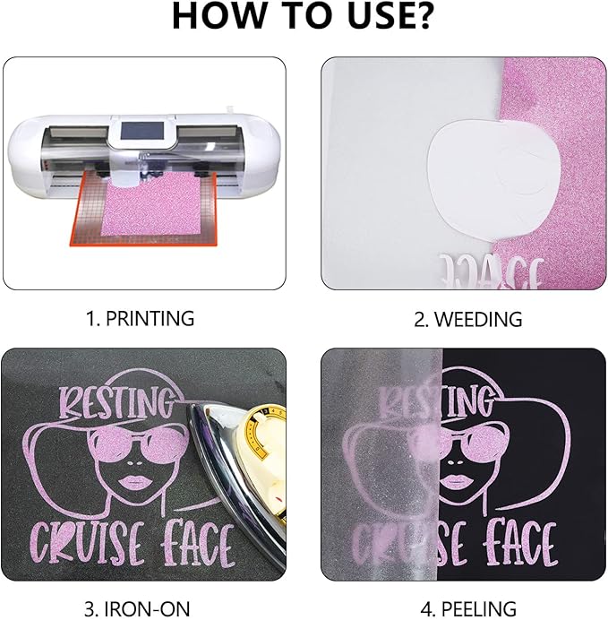 guangyintong Glow Glitter Purple Heat Transfer Vinyl HTV Rolls, 12" x 8ft Iron on Vinyl for T-Shirts, Glitter HTV Vinyl for All Cutter Machines Easy to Cut & Weed for DIY Design