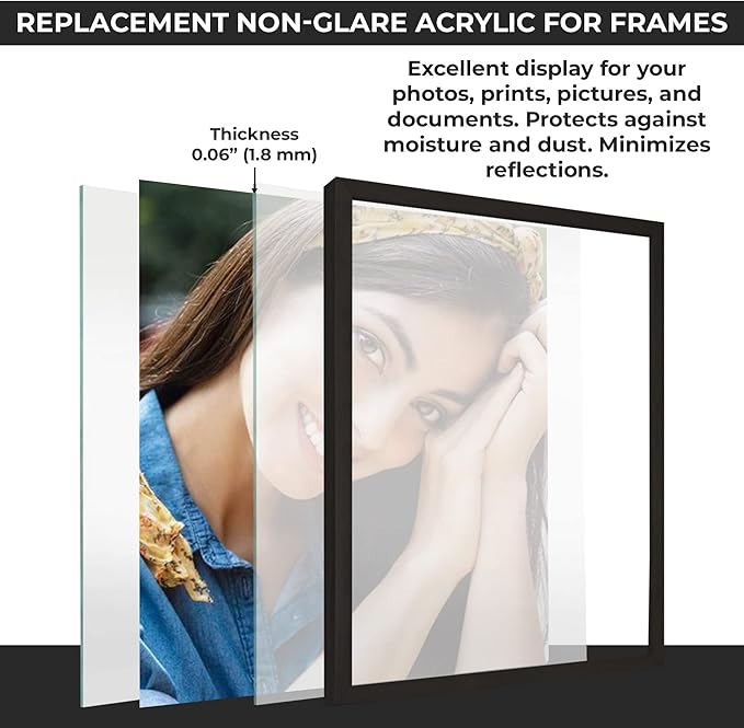 Non-Glare Acrylic Replacement for 11.5x17.5 Picture Frame, Replacement Plexiglass for 11.5x17.5 Photo Frame, UV-Resistant Non-Glare Acrylic Cover Sheet